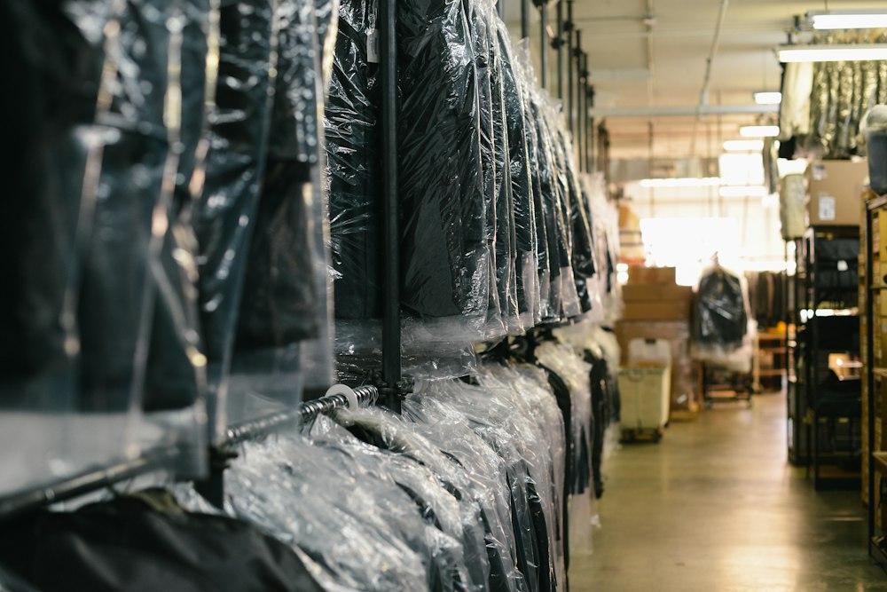 Garments covered and hung, ready for delivery